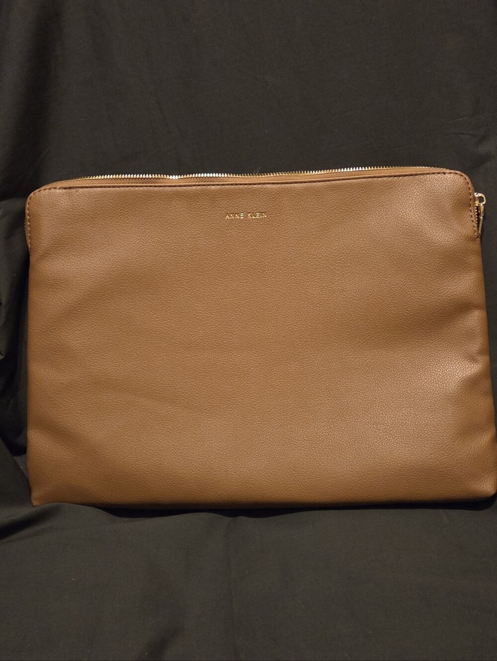 Anne Klein Brown Zippered 16x11 made in Cambodia Lap Top Bag as shown